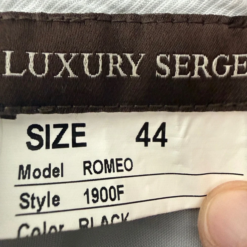 Santorelli Romeo Luxury Serge Black Virgin Wool Dress Pants Men 44 Made in Italy